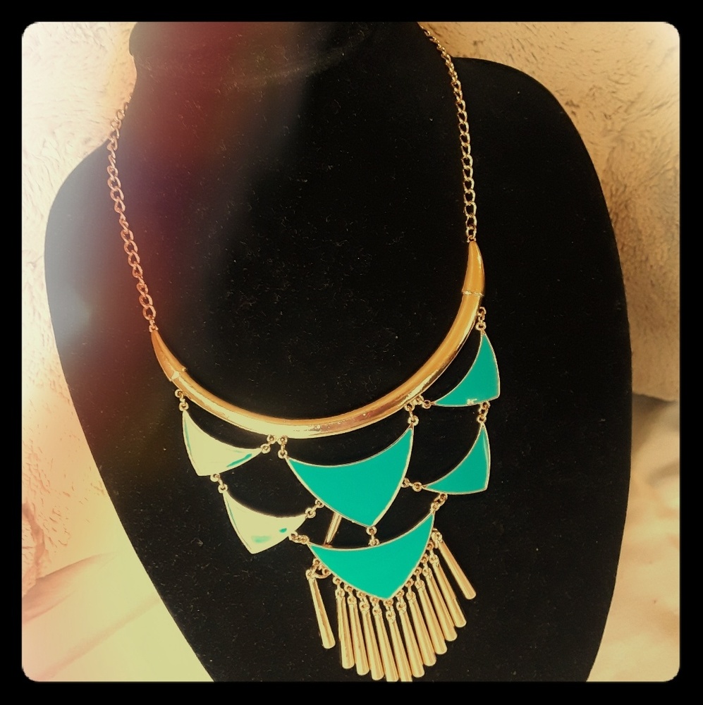 Gold & aqua necklace
